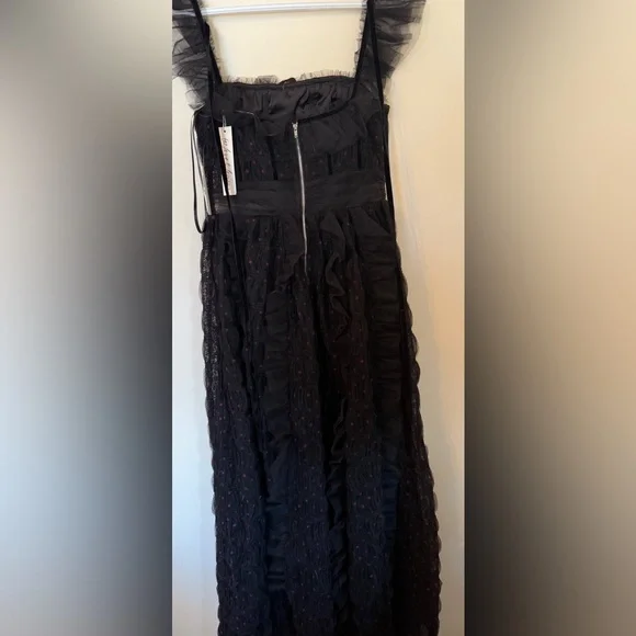 For Love & Lemons Janelle Black Maxi Dress with Pink Accents - Picture 9 of 11